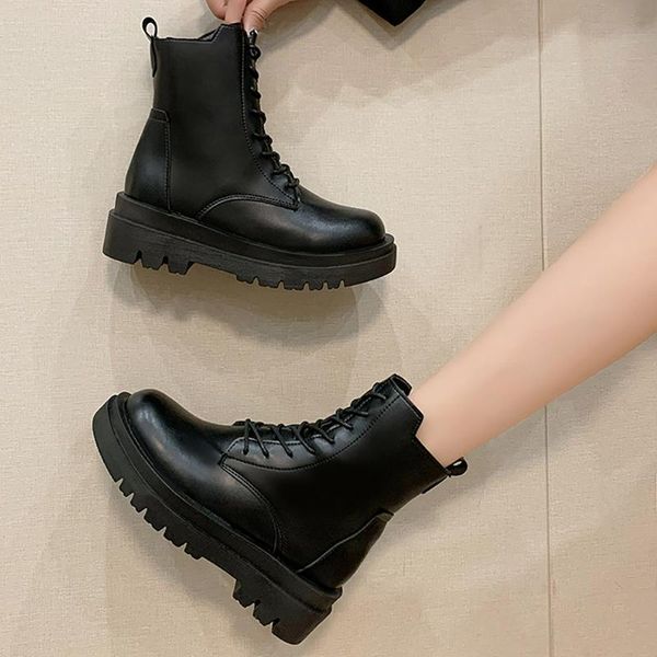 boots 2021 pu leather chunky ankle women autumn winter round toe side zip platform shoes female fashion motorcycle booties, Black
boots 2021 pu leather chunky ankle women autumn winter round toe side zip platform shoes female fashion motorcycle booties, Black
