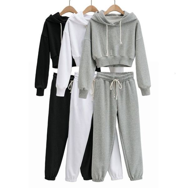 fashion women's wear new casual and versatile short hooded sweater + legged sports pants suit in spring 2021, Black;white
fashion women's wear new casual and versatile short hooded sweater + legged sports pants suit in spring 2021, Black;white