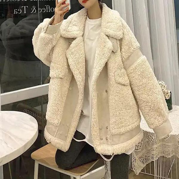 women's fur & faux winter jacket leather jackets women wool coat thick motorcycle vintage pu lambswool outerwear oversize, Black
women's fur & faux winter jacket leather jackets women wool coat thick motorcycle vintage pu lambswool outerwear oversize, Black