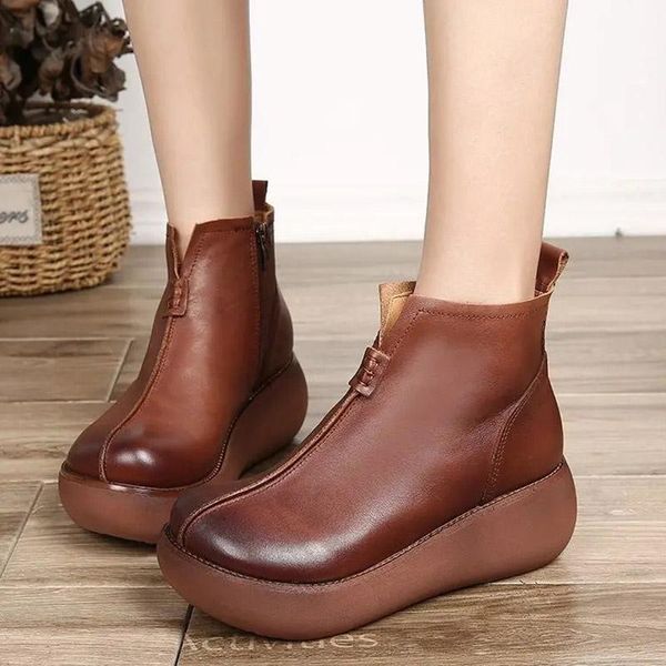 boots the leather heightening casual shoes fashion all-match retro thick-soled single women's head layer cowhide, Black
boots the leather heightening casual shoes fashion all-match retro thick-soled single women's head layer cowhide, Black
