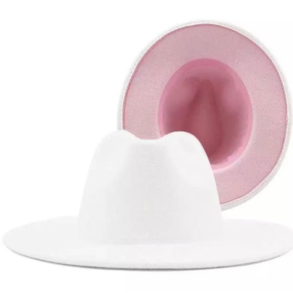 white and pink patchwork women wide brim faux wool felt fedora hats men vintage cowboy hat jazz party cap, Blue;gray
white and pink patchwork women wide brim faux wool felt fedora hats men vintage cowboy hat jazz party cap, Blue;gray