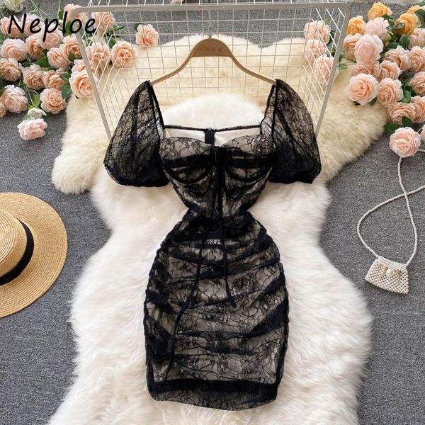 party dresses neploe deep square collar puff short sleeve mini dress female lace pleated vestido mujer 2021 fashion women robe, White;black
party dresses neploe deep square collar puff short sleeve mini dress female lace pleated vestido mujer 2021 fashion women robe, White;black