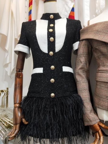 casual dresses est 2021 designer dress women's short sleeve color block feather embellished tweed wholesale, Black;gray
casual dresses est 2021 designer dress women's short sleeve color block feather embellished tweed wholesale, Black;gray