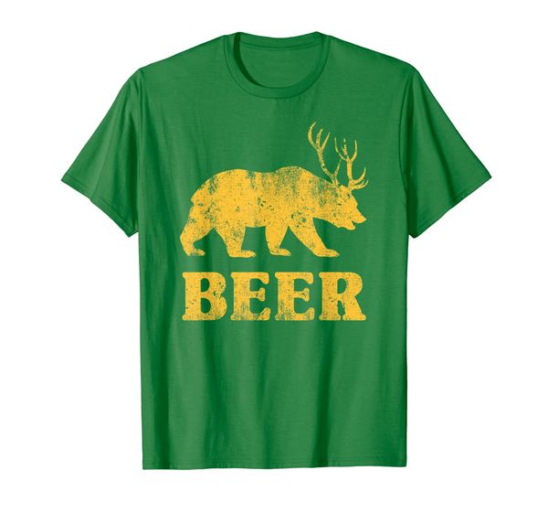 bear deer=beer funny t-shirt, White;black