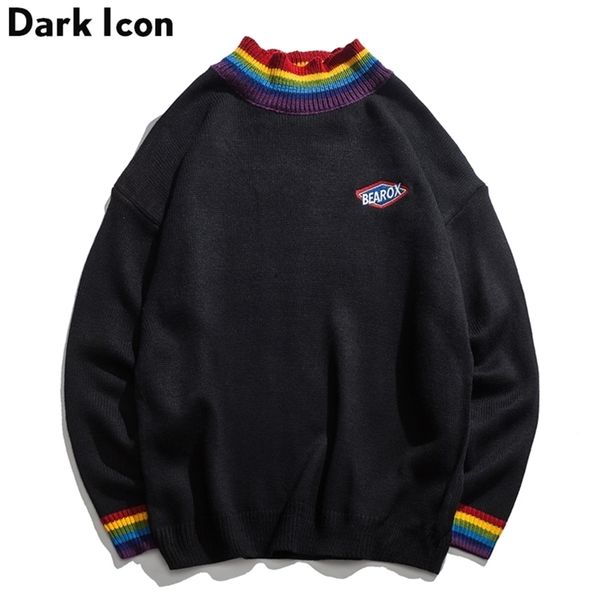 dark icon rainbow collar pullover men's sweater winter loose style for men high street s black white 210804, White;black
dark icon rainbow collar pullover men's sweater winter loose style for men high street s black white 210804, White;black