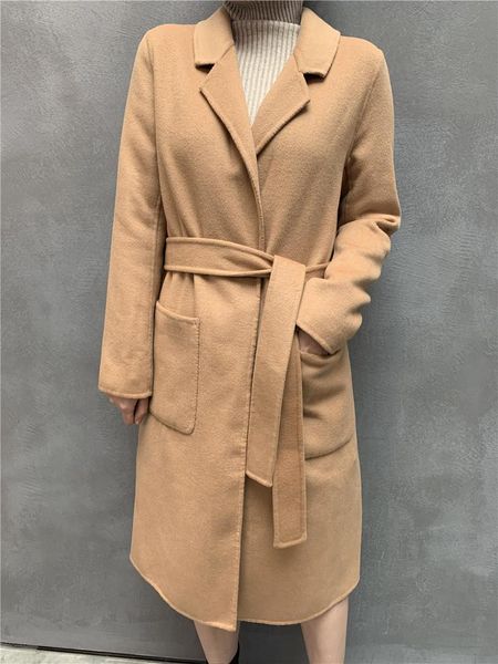 women's wool & blends lady mid-length double-sided cashmere coat korean style fashion slim solid color woolen jacket hand-stitched over, Black
women's wool & blends lady mid-length double-sided cashmere coat korean style fashion slim solid color woolen jacket hand-stitched over, Black