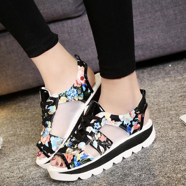 shoes summer women lady sandals mixed colors thick-bottomed muffin fish mouth mesh sports mujer, Black
shoes summer women lady sandals mixed colors thick-bottomed muffin fish mouth mesh sports mujer, Black