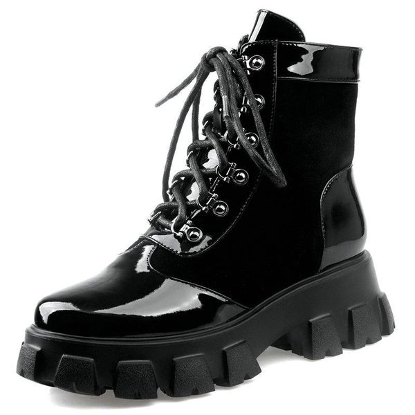 boots women's patchwork ankle platform chunky heels shoes woman 2021 fall genuine leather wedding working motorcycle, Black
boots women's patchwork ankle platform chunky heels shoes woman 2021 fall genuine leather wedding working motorcycle, Black