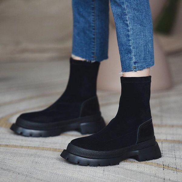 boots women shoes female ankle flock round toe retro autumn winter handsome platform fashion, Black
boots women shoes female ankle flock round toe retro autumn winter handsome platform fashion, Black