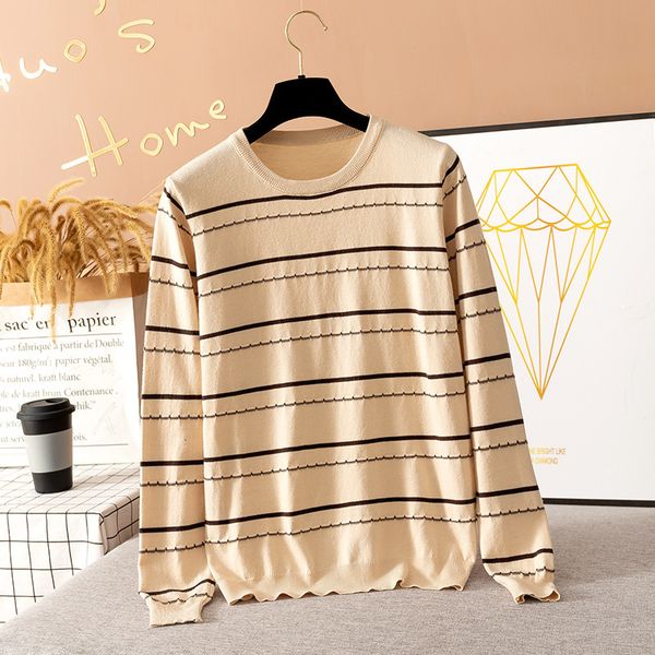women's sweaters basic striped mesh, women's blouse with round collar, long sleeve, spring and summer, hj2t, White;black
women's sweaters basic striped mesh, women's blouse with round collar, long sleeve, spring and summer, hj2t, White;black