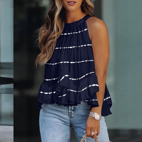 women's tanks & camis fashion women stripe printed tank halter neck sleeveless female summertime o-neck blouse vest gilet de femme 2021, White
women's tanks & camis fashion women stripe printed tank halter neck sleeveless female summertime o-neck blouse vest gilet de femme 2021, White