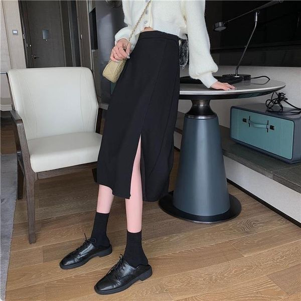 skirts fall women black high-waist side-split midi skirt elegant all-match stretchy body-con a-line korean soild vintage
skirts fall women black high-waist side-split midi skirt elegant all-match stretchy body-con a-line korean soild vintage