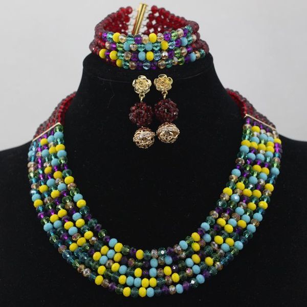 earrings & necklace beautiful 5 row multicolor crystal beaded jewelry set party gift wedding for women hx877, Silver
earrings & necklace beautiful 5 row multicolor crystal beaded jewelry set party gift wedding for women hx877, Silver