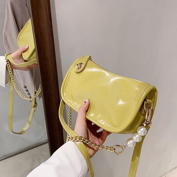 patent leather crescent square bag pearl chain personality shoulder slung handbag cross body
patent leather crescent square bag pearl chain personality shoulder slung handbag cross body