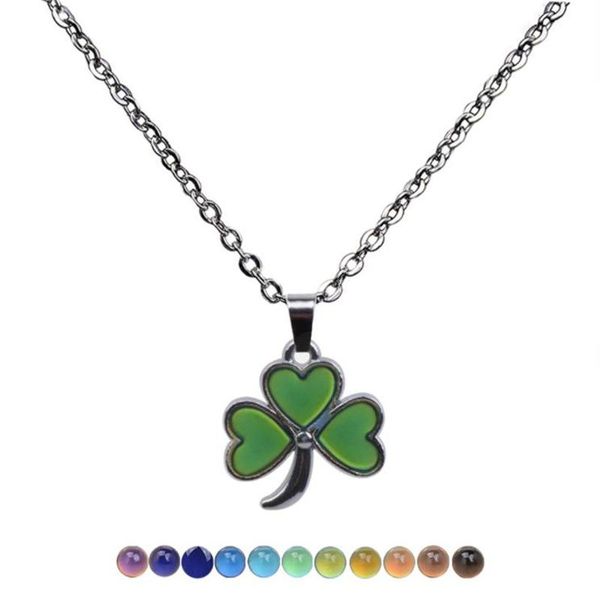 pendant necklaces creative temperature control color changing clover necklace women's jewelry stainless steel chain heart-shaped petals, Silver
pendant necklaces creative temperature control color changing clover necklace women's jewelry stainless steel chain heart-shaped petals, Silver