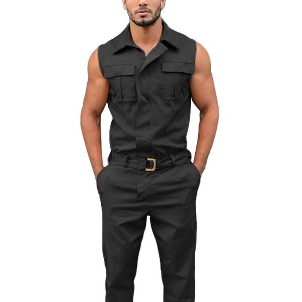 men's tracksuits men casual cargo workwear stylish jumpsuit overall sleeveless pockets wasit belt zipper work clothes, Gray
men's tracksuits men casual cargo workwear stylish jumpsuit overall sleeveless pockets wasit belt zipper work clothes, Gray