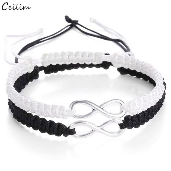 charm bracelets 2pcs/set trendy couple jewelry handmade black white rope chain infinity braided bracelet for lovers friend gift, Golden;silver
charm bracelets 2pcs/set trendy couple jewelry handmade black white rope chain infinity braided bracelet for lovers friend gift, Golden;silver