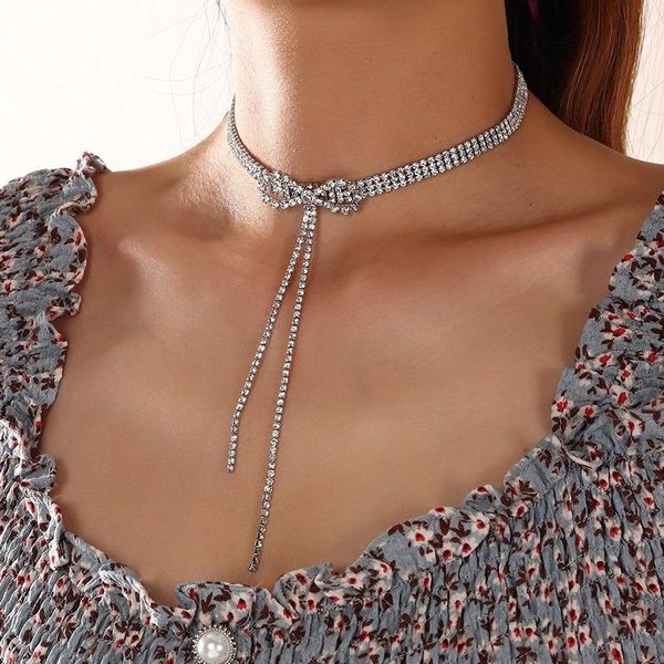 chains 2021 wholesale bow of exaggerated temperament shiny tassel necklace individual character female clavicle chain, Silver
chains 2021 wholesale bow of exaggerated temperament shiny tassel necklace individual character female clavicle chain, Silver