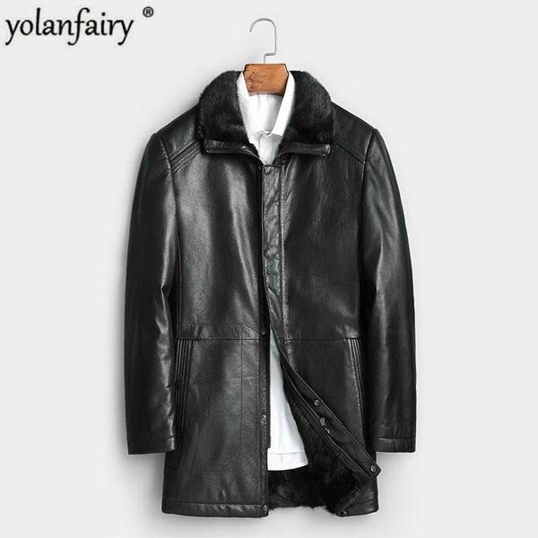 men's leather & faux real fur coat men sheepskin genuine jacket mink winter korean mens leahter casaco 873 yy1038, Black
men's leather & faux real fur coat men sheepskin genuine jacket mink winter korean mens leahter casaco 873 yy1038, Black