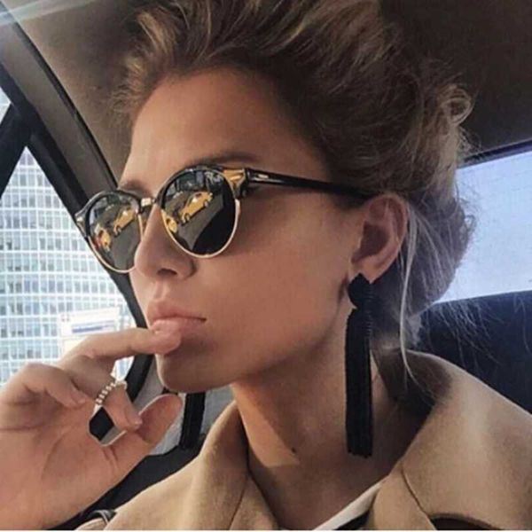 sunglasses retro semi rimless men women brand designer half frame round gradient sun glasses classic vintage uv400, White;black
sunglasses retro semi rimless men women brand designer half frame round gradient sun glasses classic vintage uv400, White;black