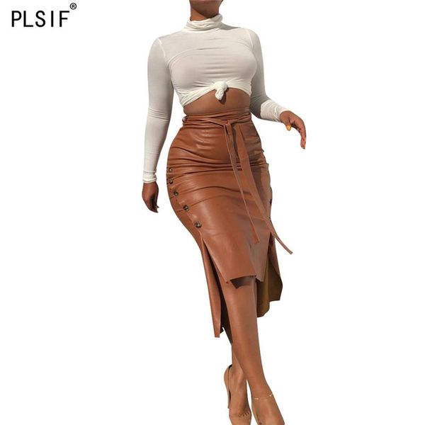 skirts 2021 style fashion sense single breasted design high waist pu leather skirt for lady street split pencil, Black
skirts 2021 style fashion sense single breasted design high waist pu leather skirt for lady street split pencil, Black