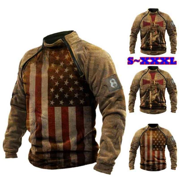 2021 new long sleeve us flag 3d printing outdoor casual men's sweater, Black
2021 new long sleeve us flag 3d printing outdoor casual men's sweater, Black