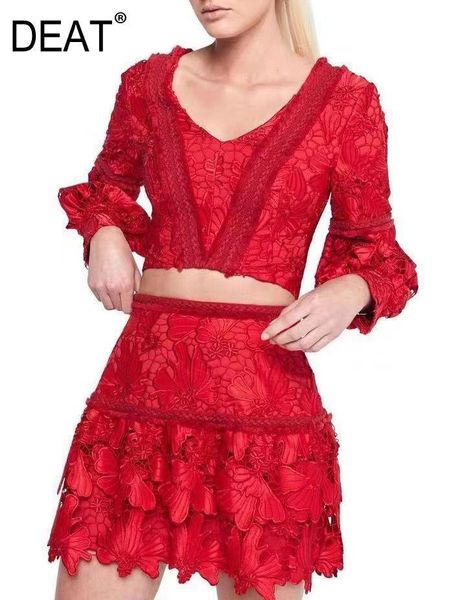 two piece dress deat 2021 autumn and winter fashion women clothes v-neck lantern sleeves lace hollow out mini skirt set wj87303, White
two piece dress deat 2021 autumn and winter fashion women clothes v-neck lantern sleeves lace hollow out mini skirt set wj87303, White
