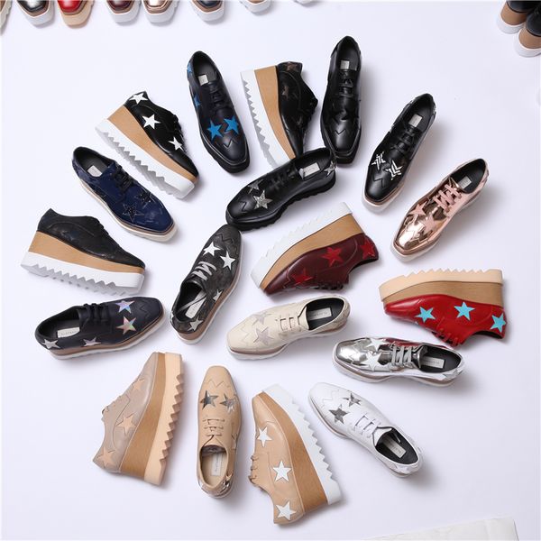women star real leather designer boots square platform slope thick stella britt shoe elyse brushed derbys wedge lace-up fashion shoes, Black
women star real leather designer boots square platform slope thick stella britt shoe elyse brushed derbys wedge lace-up fashion shoes, Black