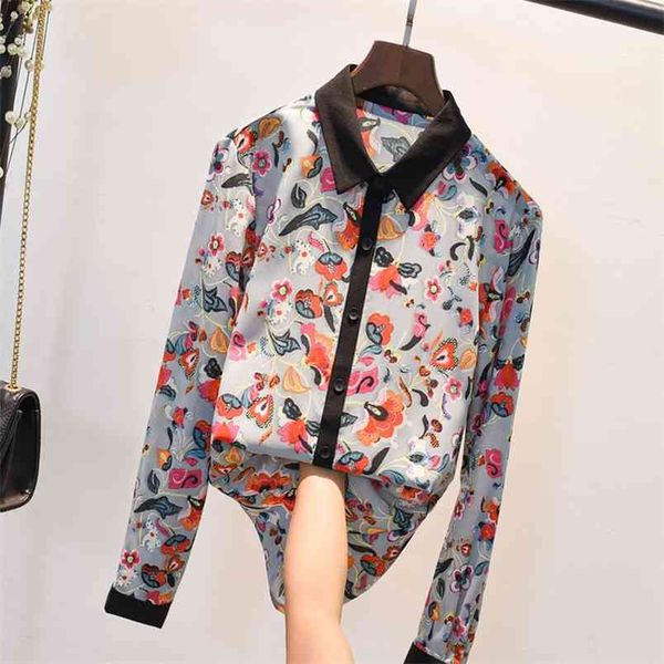arrival autumn women long sleeve loose shirt patchwork turn-down collar vintage print chiffon blouse female d565 210512, White
arrival autumn women long sleeve loose shirt patchwork turn-down collar vintage print chiffon blouse female d565 210512, White