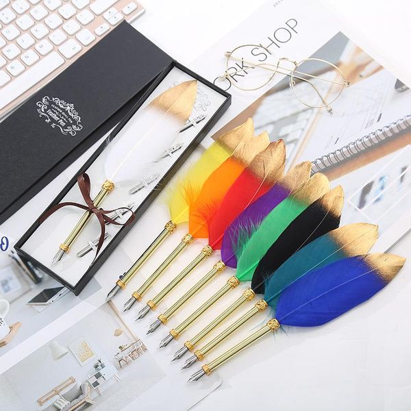 calligraphy feather dip pen writing ink set stationery gift box with 5 nib wedding quill fountain pens
calligraphy feather dip pen writing ink set stationery gift box with 5 nib wedding quill fountain pens
