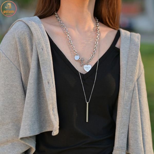 chains akizoom love you more necklace for women stainless steel choker thick chian adjustable pendant jewelry gift, Silver
chains akizoom love you more necklace for women stainless steel choker thick chian adjustable pendant jewelry gift, Silver