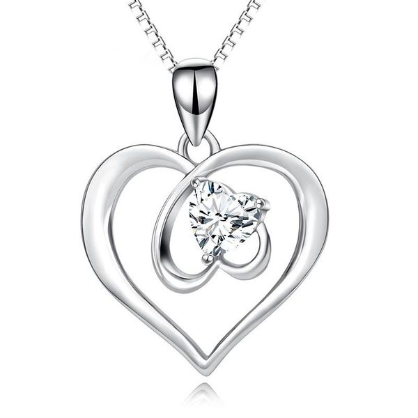 pendant necklaces crystal double heart necklace valentine's day gift fine jewelry collares, Silver
pendant necklaces crystal double heart necklace valentine's day gift fine jewelry collares, Silver