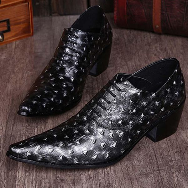 dress shoes men fashion rivets casual party wedding vintage genuine leather pointed toe lace-up high heel business zapatos homme, Black
dress shoes men fashion rivets casual party wedding vintage genuine leather pointed toe lace-up high heel business zapatos homme, Black