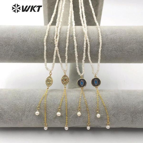 pendant necklaces wt-mn955 natural freshwater pearl necklace with cubic zirconia pave evil eye gold electroplated chain, Silver
pendant necklaces wt-mn955 natural freshwater pearl necklace with cubic zirconia pave evil eye gold electroplated chain, Silver
