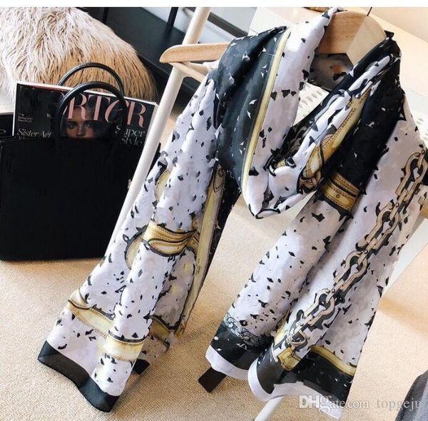 2021 nice quality classic brand 100% silk scarf for women new spring design chain style long scarves scarfs wrap with tag 180x90cm shawls, Blue;gray
2021 nice quality classic brand 100% silk scarf for women new spring design chain style long scarves scarfs wrap with tag 180x90cm shawls, Blue;gray