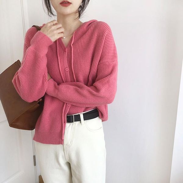 women's knits & tees fashion hooded casual single-breasted sweater jacket 2021 fall and winter clothes solid color loose-knit cardigan, White
women's knits & tees fashion hooded casual single-breasted sweater jacket 2021 fall and winter clothes solid color loose-knit cardigan, White