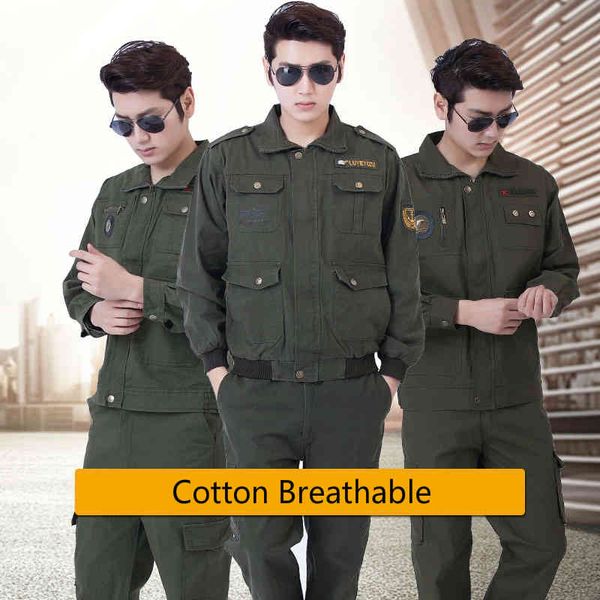 men's tracksuits 2 pieces solid army green suit set spring welding workwear men labor insurance pure cotton thicken wear-resistant, Gray
men's tracksuits 2 pieces solid army green suit set spring welding workwear men labor insurance pure cotton thicken wear-resistant, Gray