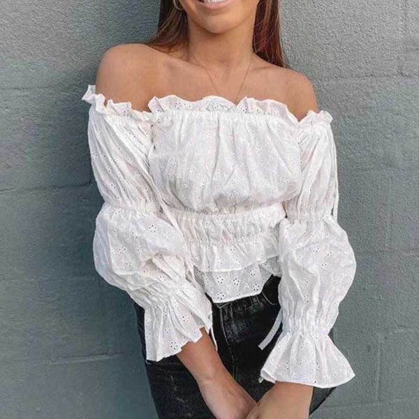 polos white embroidery off shoulder lantern sleeve bow tied long blouse women
polos white embroidery off shoulder lantern sleeve bow tied long blouse women