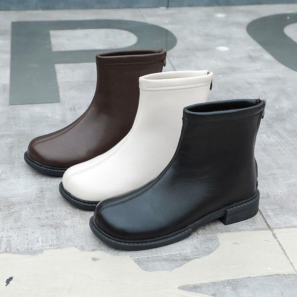 boots women's low heel square head rear zipper woman british fashion thin korean short ankle, Black
boots women's low heel square head rear zipper woman british fashion thin korean short ankle, Black