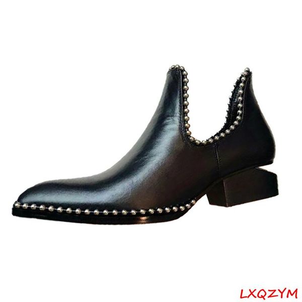 brand design women slip on lazy pumps mid heel pointed toe genuine leather ankle boots string bead fashion shoes dress, Black
brand design women slip on lazy pumps mid heel pointed toe genuine leather ankle boots string bead fashion shoes dress, Black