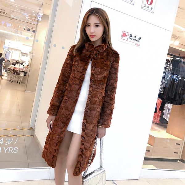 women's fur & faux real pieces female mink long coat and women jacket winter outwear, Black
women's fur & faux real pieces female mink long coat and women jacket winter outwear, Black