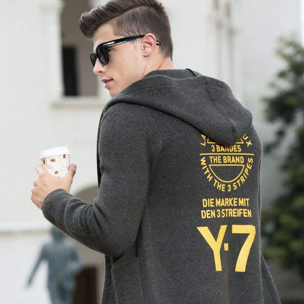 boutique sweater autumn and winter black hooded men's medium length knitted cardigan coat slim fit thickened long sleeve clothes, White;black
boutique sweater autumn and winter black hooded men's medium length knitted cardigan coat slim fit thickened long sleeve clothes, White;black