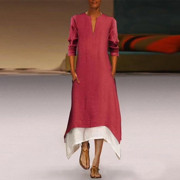 casual dresses women loose cotton pachwork hem long dress 2021 summer vintage maxi elegant sleeve robe, Black;gray
casual dresses women loose cotton pachwork hem long dress 2021 summer vintage maxi elegant sleeve robe, Black;gray