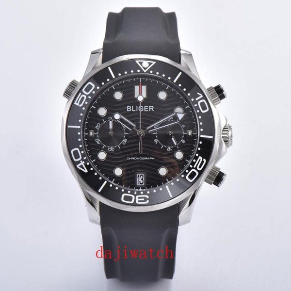 wristwatches 41mm silver case sapphire crystal ceramic bezel blue dial date rubber strap chronograph quartz men's luxury watch, Slivery;brown
wristwatches 41mm silver case sapphire crystal ceramic bezel blue dial date rubber strap chronograph quartz men's luxury watch, Slivery;brown