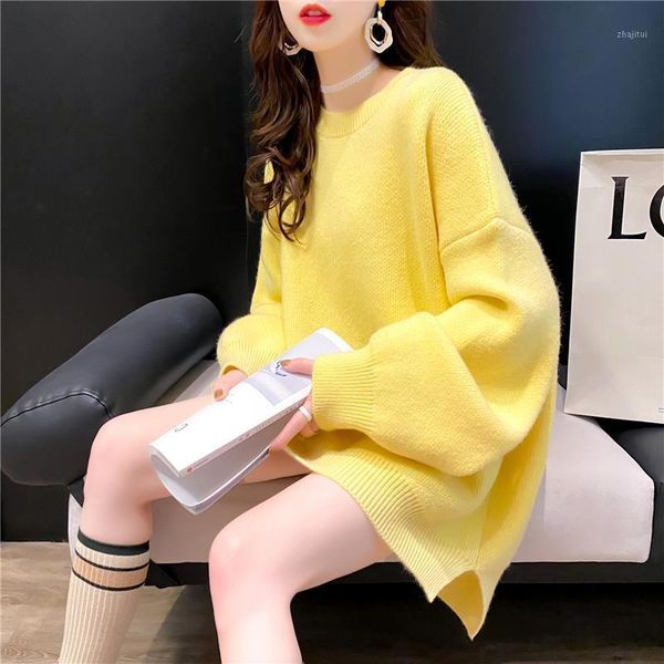 women 2021 autumn winter casual oversized sweater female loose solid knitted pullovers ladies long sleeve o-neck sweaters c545 women's, White;black
women 2021 autumn winter casual oversized sweater female loose solid knitted pullovers ladies long sleeve o-neck sweaters c545 women's, White;black