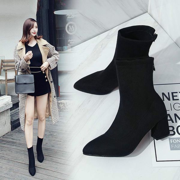 boots fashion women ankle thick heels shoes female est pointed toe ladies shoe brand boot woman zipper super high, Black
boots fashion women ankle thick heels shoes female est pointed toe ladies shoe brand boot woman zipper super high, Black