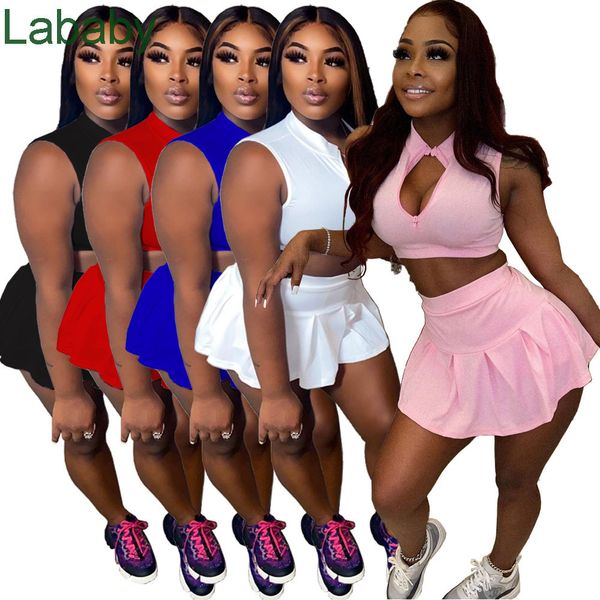 women two piece dress 2022 designer slim sleeveless vest and pleated skirt solid color casual sportswear 5 colours, White
women two piece dress 2022 designer slim sleeveless vest and pleated skirt solid color casual sportswear 5 colours, White