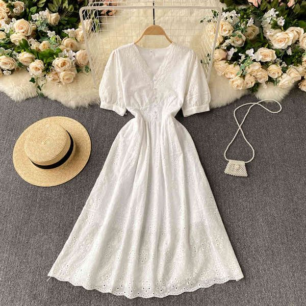 dresses women elegant solid french sweet sleeve v neck a-line summer chic hollow streetwear white midi, Black;gray
dresses women elegant solid french sweet sleeve v neck a-line summer chic hollow streetwear white midi, Black;gray