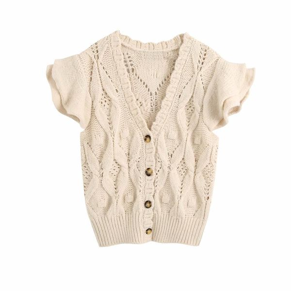 women beige solid knitted button ruffled sleeveless v-neck vest casual loose style female woman clothes 210517, Black;white
women beige solid knitted button ruffled sleeveless v-neck vest casual loose style female woman clothes 210517, Black;white