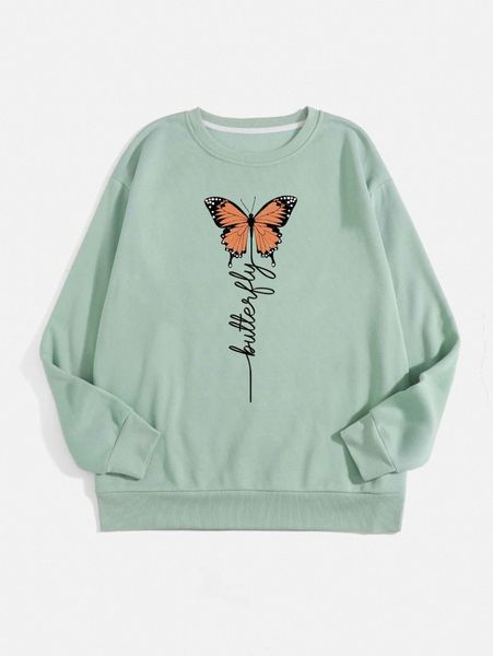 letter & butterfly print thermal pullover i9zw#, White;black
letter & butterfly print thermal pullover i9zw#, White;black